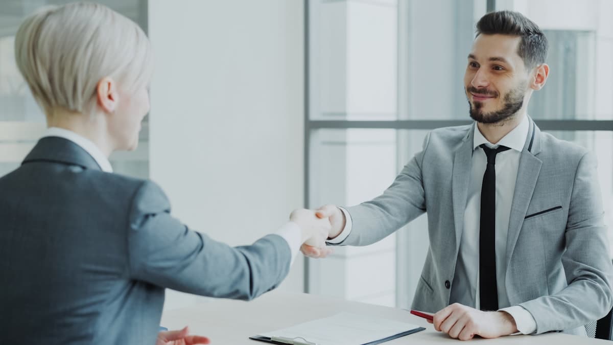 Consultant shaking hands with a healthcare provider
